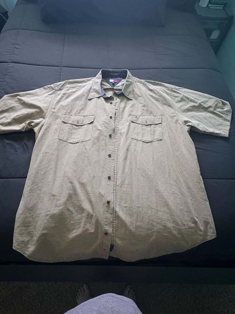 Tommy Hilfiger Vintage 90s Gingham Plaid Short Sleeve Button Down Shirt